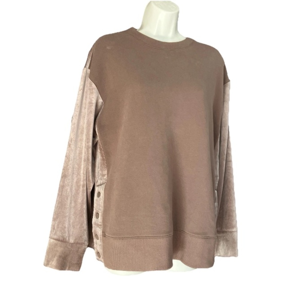 Athleta Retroplush Velvet Crewneck Sweatshirt Tan Brown NEW #466916 Size Small..